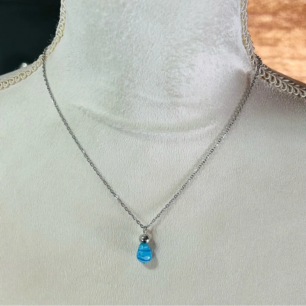Handcrafted salvaged vintage millefiori glass pendant on chain necklace